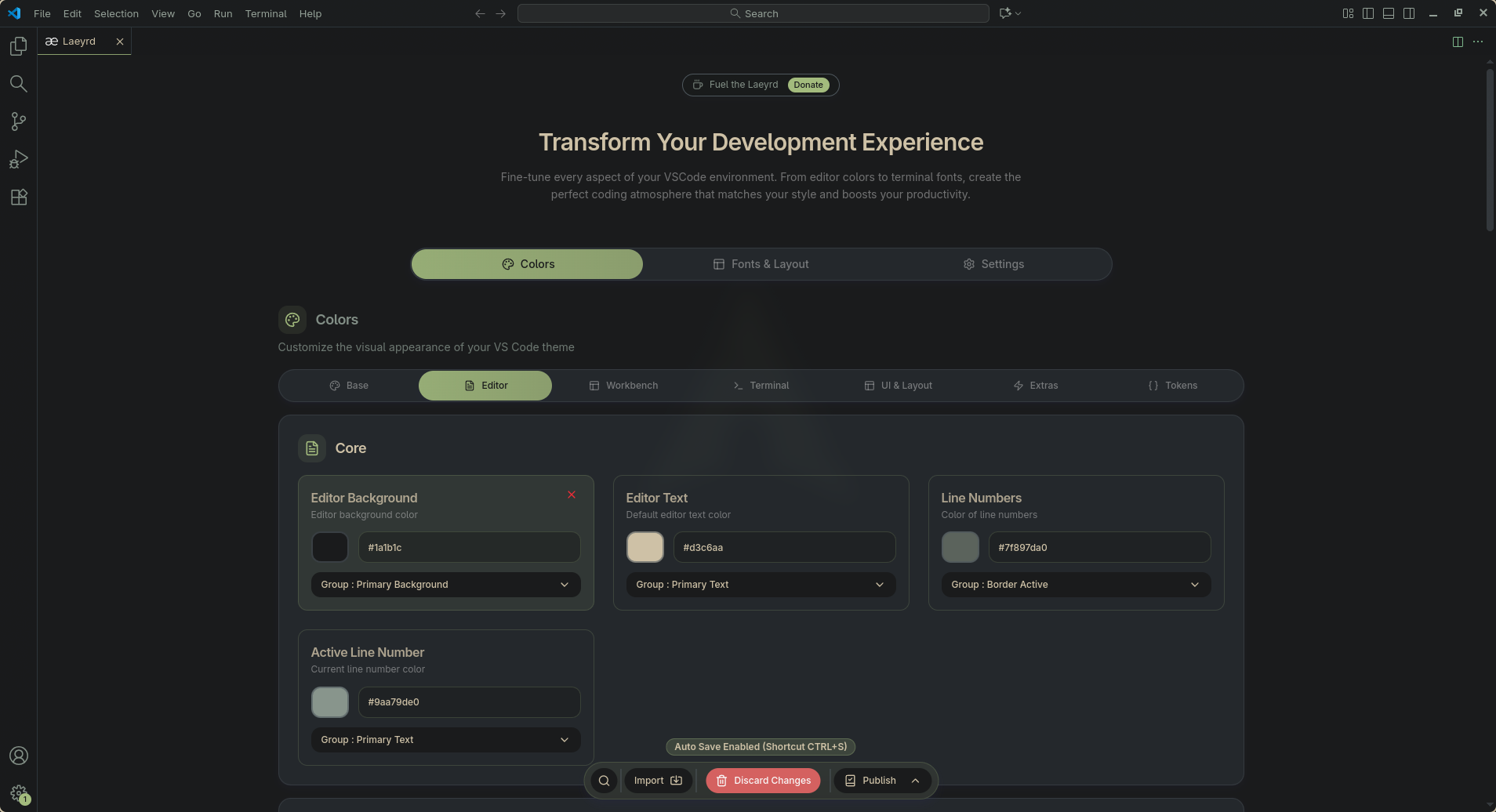 Laeyrd: Create theme & customize VS Code without touching JSON 😁
